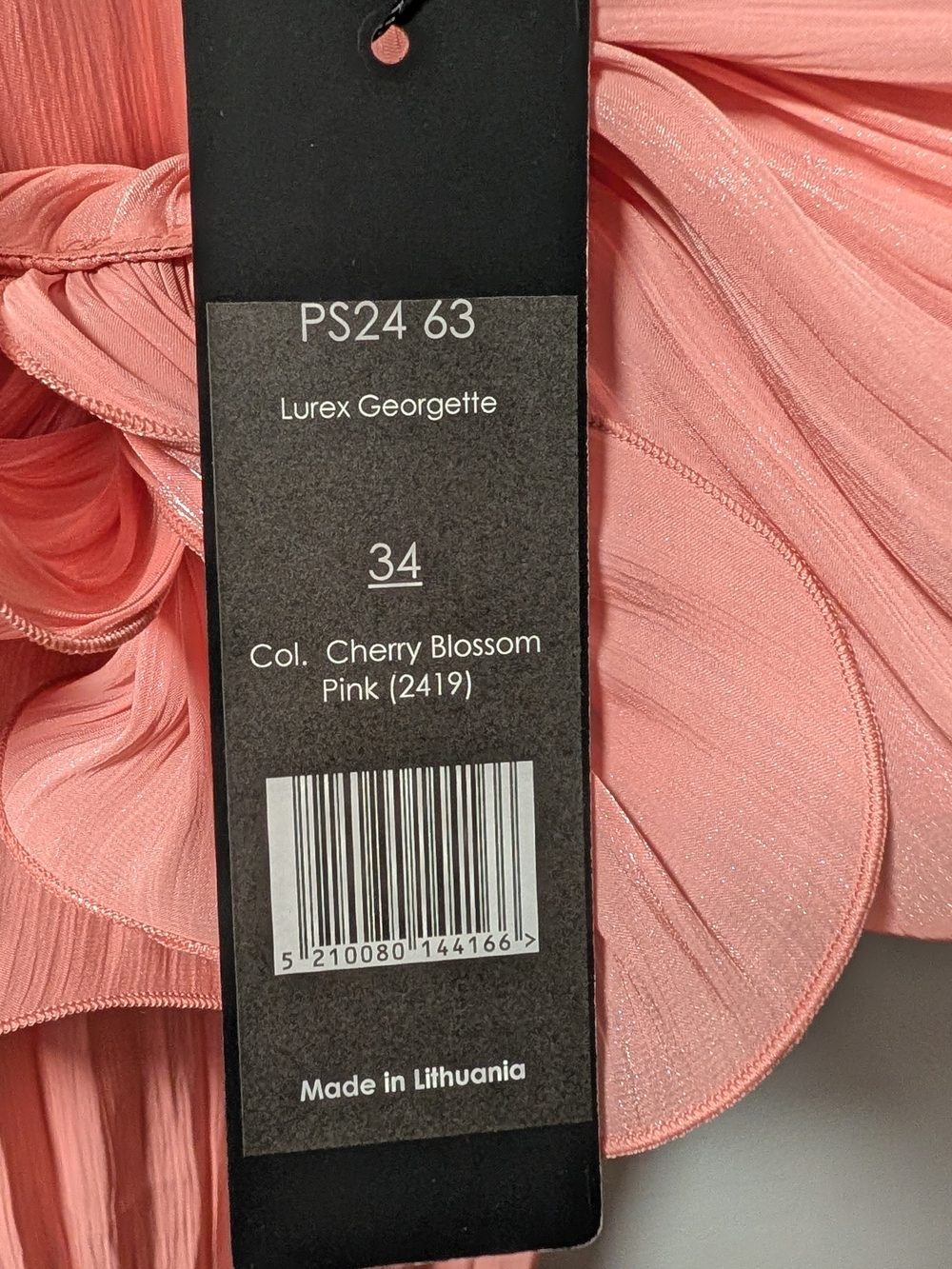 Costarellos Lurex Georgette Col. Cherry  Blossom Pink Ruffle Strap Dress Size 34 - Picture 2 of 4